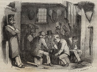 وجبة من القبور في Rochefort bagne في القرن التاسع عشر. نقش في "تاريخ المحكوم عليهم منذ إنشائهم حتى يومنا هذا" (1877) لبيير زكون (1817-1895) (كولونيا بينالي - مستعمرة جزائية). مجموعة خاصة. بواسطة مجهول مجهول