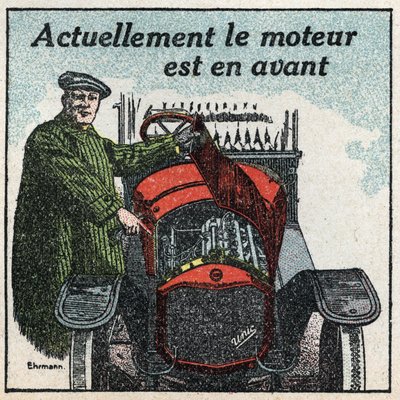 الجر الميكانيكي: محرك عشرينيات القرن الماضي في المقدمة. رسم توضيحي مجهول من عام 1925. مجموعة خاصة. بواسطة مجهول مجهول