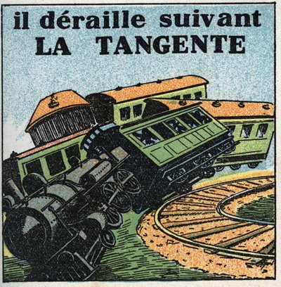 الحركات: ظل. انحراف القطار عن السكة. رسم توضيحي مجهول من عام 1925. مجموعة خاصة. بواسطة مجهول مجهول
