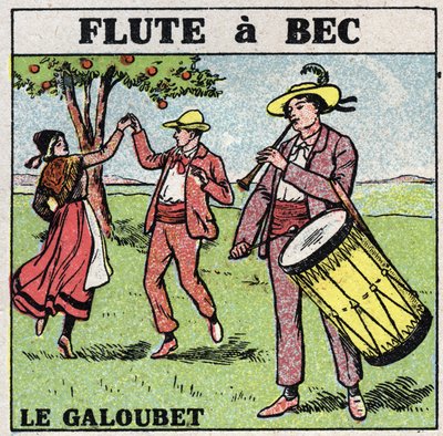 الآلات الموسيقية: آلات النفخ. عازف جلوبيت (فلوت منقار). رسم توضيحي مجهول من عام 1925. مجموعة خاصة. بواسطة مجهول مجهول