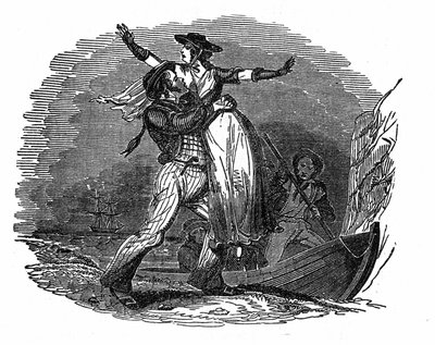 Pirate Charles Gibbs takes a Dutch girl from his ship (early 19th century). Engraving of “” The pirate own book”” 1837. بواسطة مجهول مجهول