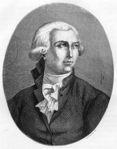 صورة أنطوان لوران لافوازييه (1743-1794) ، كيميائي فرنسي - نقش من عام 1863 في "Le Livre Rouge - Histoire De L'echafaud en France" لدوبراي دي لا ماهيري. مجموعة خاصة. بواسطة مجهول مجهول