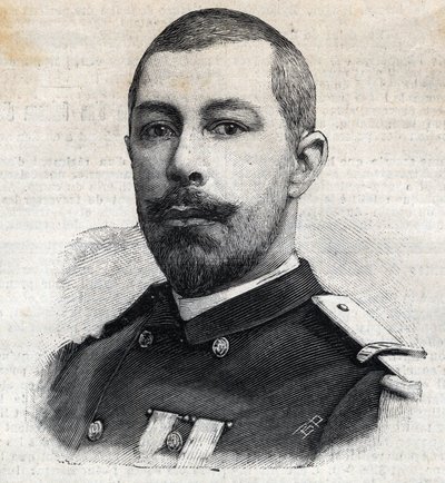 صورة أنطوان ميزون (1853-1899) المستكشف الفرنسي في إفريقيا. نقش في "" Le Peute Parisien "" بواسطة مجهول مجهول