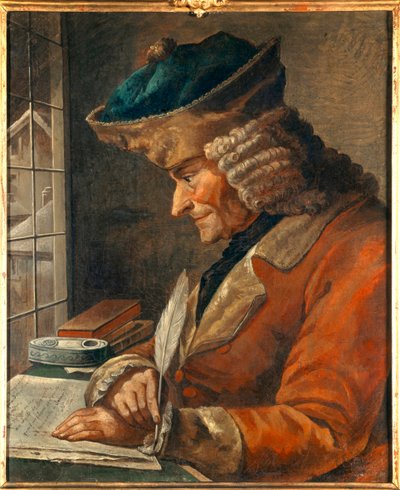 صورة لفرانسوا ماري أرويت فولتير (1694-1778) في لوحة خزانة عمله لوحة القرن الثامن عشر. خافت. 0،43 × 0،35 م باريس ، متحف كارنافالي - صورة فرانسوا ماري أرويت فولتير (1694-1778) في دراسته. لوحة المركز الثامن عشر. 0،43 × 0،35 م بواسطة مجهول مجهول