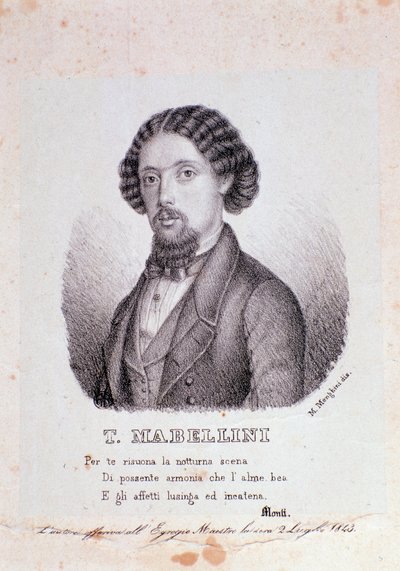 صورة للملحن الإيطالي تيودولو مابيليني (1817-1897) نقش. 1843. مجموعة خاصة Milanese بواسطة مجهول مجهول