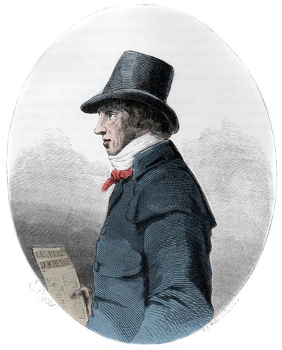 صورة جاك رينيه هيبيرت (1757-1794) ، صحفي وسياسي فرنسي - صورة جاك رينيه هيبيرت (1757-1794) صحفي وسياسي فرنسي - نقش عام 1863 في "الكتاب الأحمر - Histoire De L'echafaud en France" بقلم Dupray de La Maherie - بواسطة مجهول مجهول