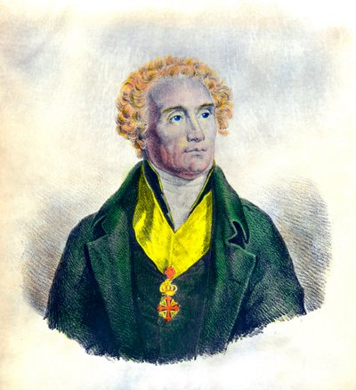 صورة لجوزيف دي مايستر (1753-1821) سياسي وفيلسوف وقاضي ومؤرخ (مع شارة رهبانية القديسين موريس ولعازر) ، مجموعة بريفيه بواسطة مجهول مجهول