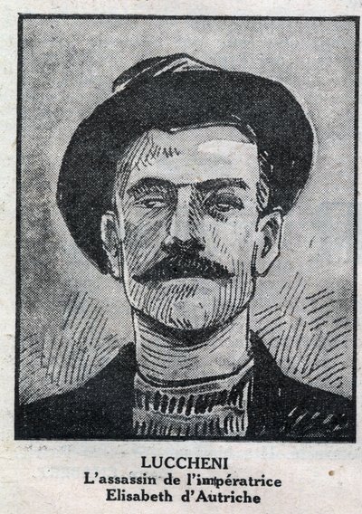 صورة لويجي لوتشيني (1873-1910) ، فوضوي إيطالي ، قاتل إليزابيث دي فيتلسباخ في عام 1898 ، إمبراطور النمسا المعروفة باسم سيسي. نقش في "مجلة L'illustrious du petit Journal" " بواسطة مجهول مجهول