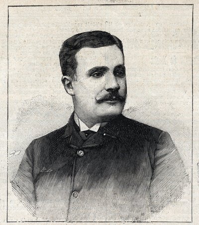 صورة للكاتب الفرنسي بيير ديكورسيل (1856-1926). نقش في "" Le Petro Parisien "" بواسطة مجهول مجهول