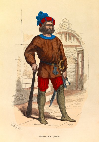 Portrait of a geolier in Paris in 1490, engraving - private collection بواسطة مجهول مجهول