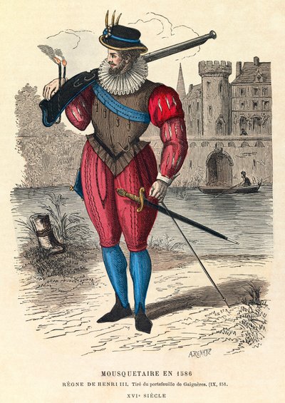 صورة لأحد الفرسان عام 1586 في باريس (في عهد الملك هنري الثالث) ، نقش ، مجموعة خاصة - الفارس في باريس بواسطة مجهول مجهول