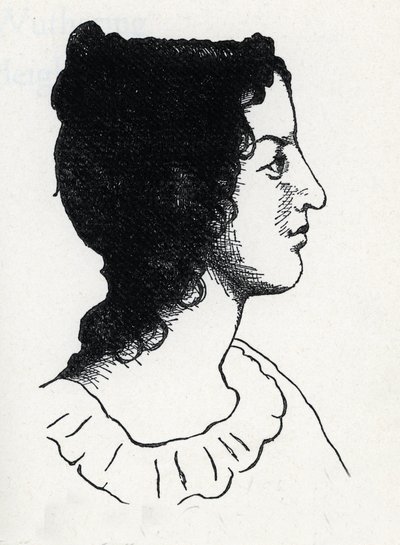 صورة شخصية للكاتب البريطاني إميلي برونتي (1818-1848) (نقش من "Les Hauts de Hurlevent") بواسطة مجهول مجهول