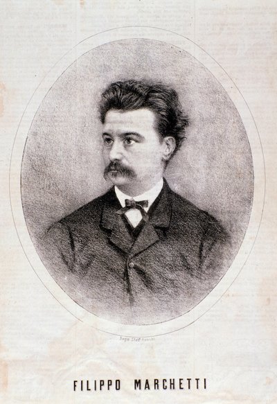 Portrait of italian composer Filippo Marchetti (1831-1902) Engraving. 19th century. Milanese private collection بواسطة مجهول مجهول