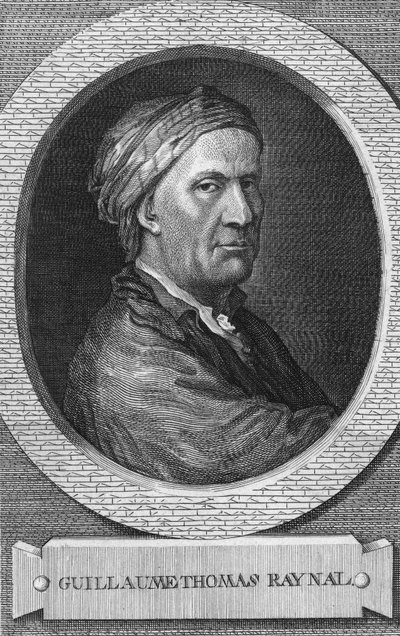 صورة للكاتب والمفكر والكاهن الفرنسي غيوم توماس راينال (1713-1796) "(غيوم توماس راينال الكاتب الفرنسي ورجل الأدب خلال عصر التنوير) نقش من القرن التاسع عشر مجموعة خاصة بواسطة مجهول مجهول