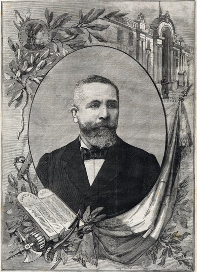 صورة شخصية للرئيس الفرنسي الجديد إميل لوبيه (1838-1929) المنتخب في 18 فبراير 1899. نقش. في "The Little Parisien" بواسطة مجهول مجهول