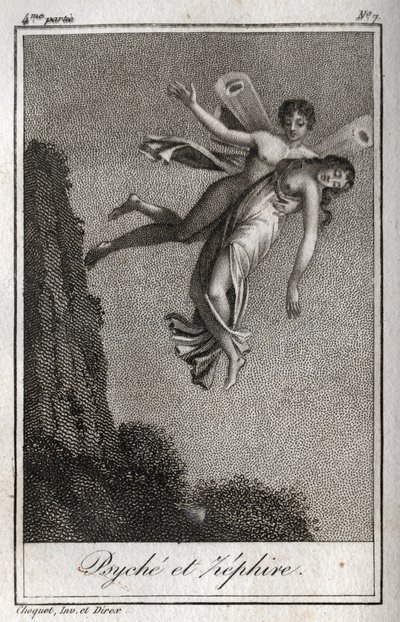 حملت نفسية زفير بعيدا. نقش من عام 1819 في "Lettres a Emilie sur la mythologie" لتشارلز ألبرت ديموستييه (1760-1801). مجموعة خاصة. بواسطة مجهول مجهول