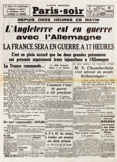 الحرب العالمية الثانية (1939-1945) - الحرب العالمية الثانية (الحرب العالمية الثانية أو الحرب العالمية الثانية): أمسية باريس في 4 سبتمبر بواسطة مجهول مجهول