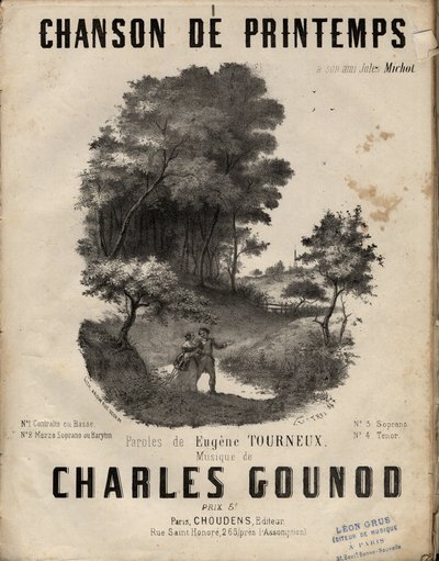 ورقة الموسيقى ل "" chanson de printemps "كلمات يوجين TOURNEUX الموسيقى من قبل تشارلز GOUNOD. مجموعة خاصة. بواسطة مجهول مجهول