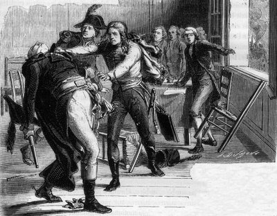 انتحار نيكولاس جوزيف (نيكولاس جوزيف) بوريباير (1792) بعد قرار إعادة فردان إلى البروسيين - نقش في "Histoire des Girondins" لألفونس دي لامارتين (1790-1869) 1865-1866 - مجموعة خاصة بواسطة مجهول مجهول
