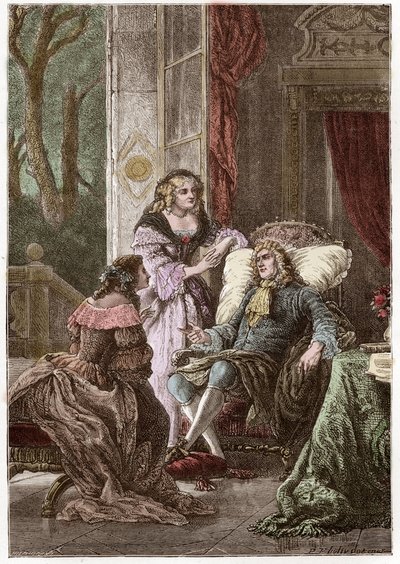 الدوق فرانسوا دي لا روشفوكولد (1613-1680) ، وماركيز مدام دي سيفيني (1626-1696) والكونتيسة دي لا فاييت (1634-1693) ، الكتاب الفرنسيون - نقش هيلدبراند بعد بي فيليبوتو - (دوق فرانسوا دي لا Rochefoucauld (1613-1680) ، مارك بواسطة مجهول مجهول