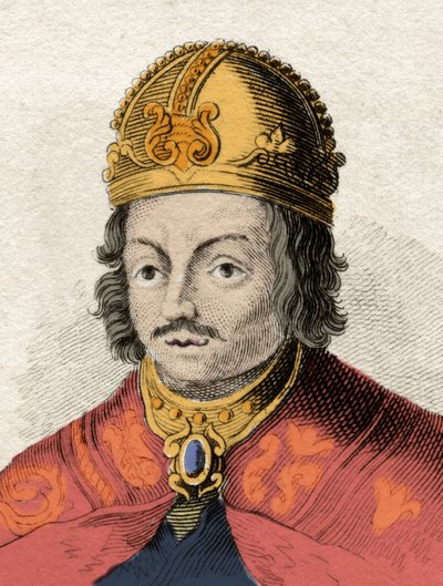 ملك قشتالة ألفونسو العاشر الحكيم (ألفونسو العاشر إل سابيو) (1221-1284) نقش من القرن التاسع عشر. ميلانيز بواسطة مجهول مجهول