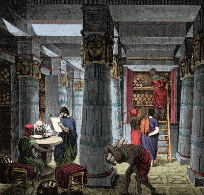 مكتبة الإسكندرية - منظر داخلي لمكتبة الإسكندرية في مصر. بواسطة مجهول مجهول