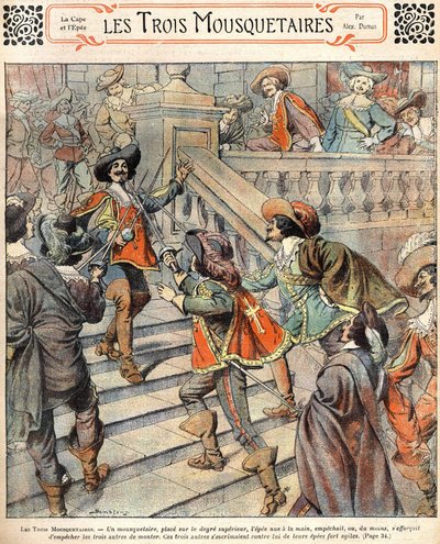 الفرسان الثلاثة - D'Artagnan بواسطة Alexandre Dumas ، رسم توضيحي لبداية القرن العشرين - في "Journal des Novels Illustrés" بواسطة مجهول مجهول
