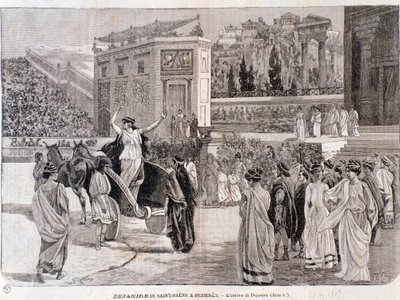 وصول ديانيرا ، من مسرحية ديجانيرا لكاميل سانت ساينز ، التي قدمت في ساحة بيزييه عام 1898 بواسطة مجهول مجهول