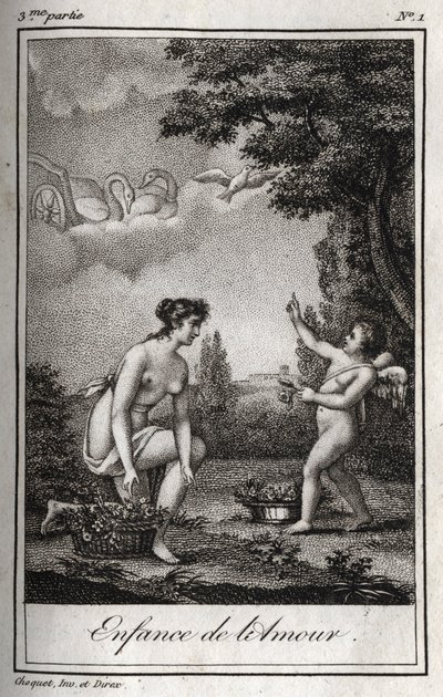 طفولة الحب. نقش من عام 1819 في "Lettres a Emilie sur la mythologie" لتشارلز ألبرت ديموستييه (1760-1801). مجموعة خاصة. بواسطة مجهول مجهول