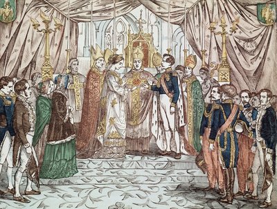 حفل زفاف نابليون الثالث ويوجينيا ماريا دي مونتيجو دي جوزمان ، في 30/1/1853 في كاتدرائية السيدة العذراء (نقش) بواسطة مجهول مجهول