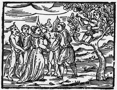 السحرة في يوم السبت يرقصون على صوت الكمان - "الخلاصة Maleficarum" ، ويتناول عن الساحرات وشرورهم وفرزهم بقلم فرانشيسكو ماريا غوازو أو Guaccio أو Guaccius (15 ؟؟ -16 ؟؟) 1608 المجموعة الخاصة بواسطة مجهول مجهول