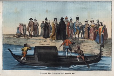 أزياء البندقية من القرن السادس عشر - نقش من عادات وتقاليد جميع شعوب الكون. أي تاريخ الحكومة ، والقوانين ، والميليشيات ، ودين جميع الأمم من أبعد الأوقات حتى يومنا هذا "1856 بواسطة مجهول مجهول
