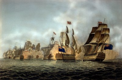 منظر لمعركة كيب سانت فنسنت في 14/02/1797 نقش عام 1798 بواسطة مجهول مجهول