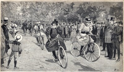 سباق سيدات لسباق السرعة في Bois de Boulogne بالقرب من باريس. نقش على "" لو بيتي باريزيان "" في 25/06/1893. بواسطة مجهول مجهول