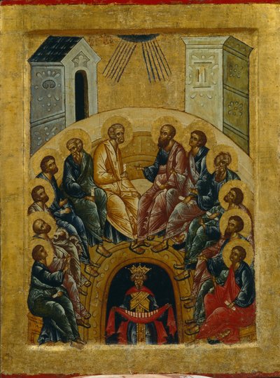 نزول الروح القدس ، 1497 بواسطة رسام أيقونات روسي مجهول