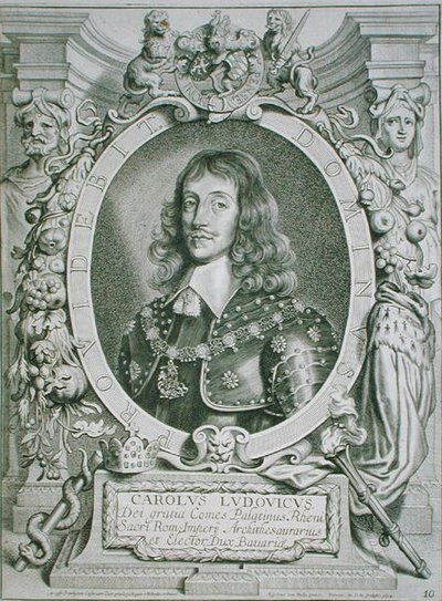تشارلز لويس (1617-80) ناخب بالاتين ، من "Portraits des Hommes Illustres" ، نقش بواسطة Petrus de Iode ، نشر 1706 (نقش) بواسطة أنسيلموس فان (بعد) هول