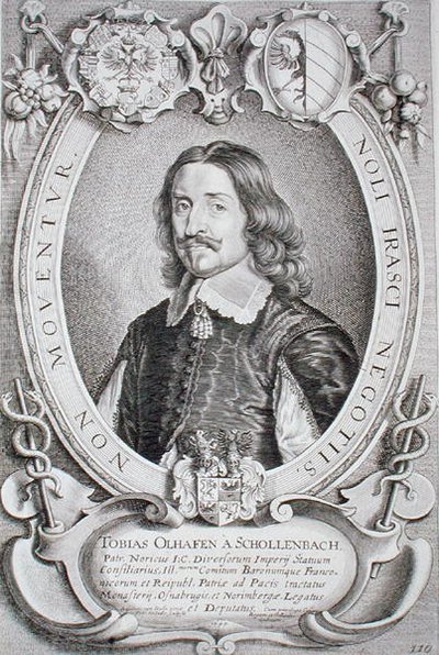Tobias Oelhafen van Schollenbach (1601-66) من "Portraits des Hommes Illustres" ، نقش بواسطة Petrus de Iode ، نُشر عام 1706 (نقش) بواسطة أنسيلموس فان (بعد) هول