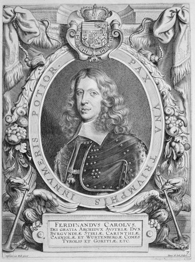 فرديناند الثالث (1608-57) الأرشيدوق النمسا ، الإمبراطور الروماني المقدس (1637-57) من "بورتريه ديس هومز إيريسز" ، نقش بواسطة بيتروس دي إيود ، نشر 1706 بواسطة Anselmus van Hulle