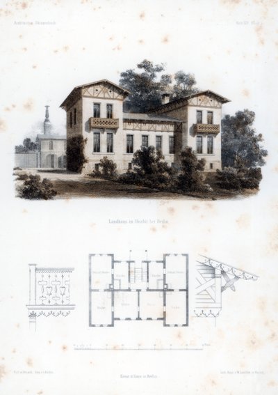 تصميم لمنزل ريفي في موابيت ، بالقرب من برلين ، ألمانيا ، c1850. بواسطة W Loeillot