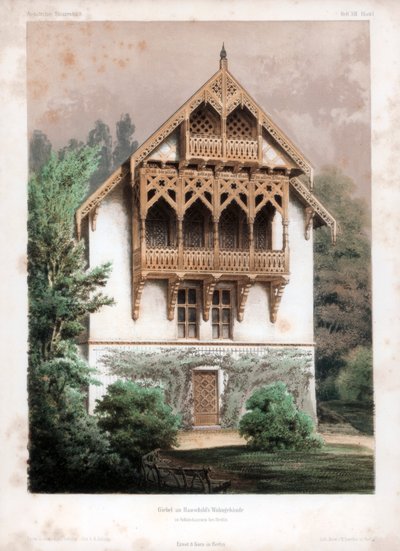 الجملون في مبنى سكني ، شونهاوزن ، بالقرب من برلين ، ألمانيا ، c1850 بواسطة W Loeillot