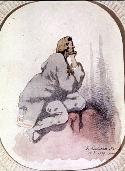 صورة لفريدريك شوبان (1810-1849) ، ملحن بولندي. لوحة مائية من Kwiatkowski. بواسطة عنتر تيوفيل كوياتوفسكي