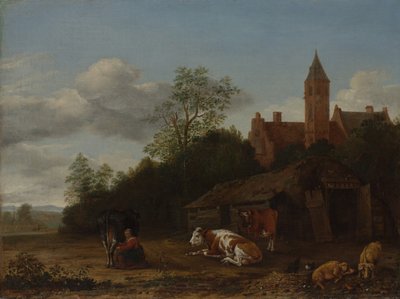 مشهد Barnyard ، كاليفورنيا. 1650-55. بواسطة أنتوني فان بورسوم
