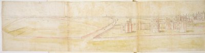 قصر هامبتون كورت من الشمال ، ج .1544 (قلم وحبر ومرحاض على ورق) بواسطة Anthonis van den Wyngaerde
