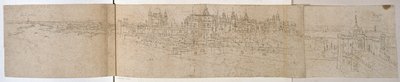 قصر هامبتون كورت من النهر ، c.1544 (قلم وحبر على ورق) بواسطة Anthonis van den Wyngaerde