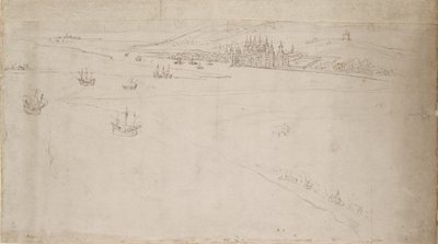 بانوراما لندن كما تُرى من ساوثوارك: غرينتش ، 1554 بواسطة Anthonis van den Wyngaerde