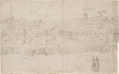 بانوراما لندن كما تراه من ساوثوارك: كاتدرائية سانت بول ، 1554 بواسطة Anthonis van den Wyngaerde