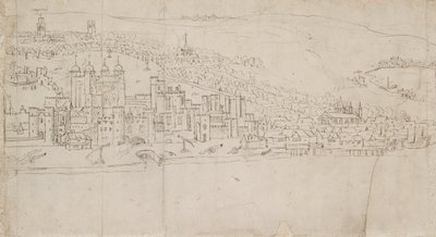 بانوراما لندن كما تراه من ساوثوارك: البرج ، 1554 بواسطة Anthonis van den Wyngaerde