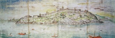 منظر بانورامي لتاراغونا ، إسبانيا (قلم وحبر ومرحاض على ورق) بواسطة Anthonis van den Wyngaerde