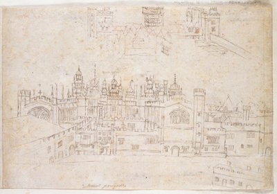 دراسة قصر أواتلاندز وهامبتون كورت ، ج .1544 (قلم وحبر على ورق) بواسطة Anthonis van den Wyngaerde