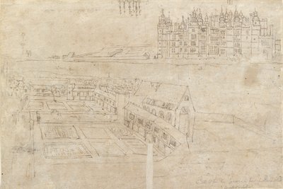 واجهة النهر لقصر ريتشموند وحدائق بريفى ، c1550s بواسطة Anthonis van den Wyngaerde